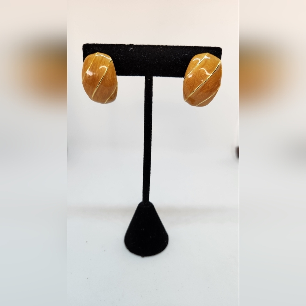 Orange with gold stripe Earrings